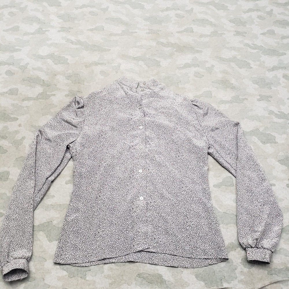 Vintage Jennifer Top Womens 4 Gray‎ Long Sleeve Button-Up